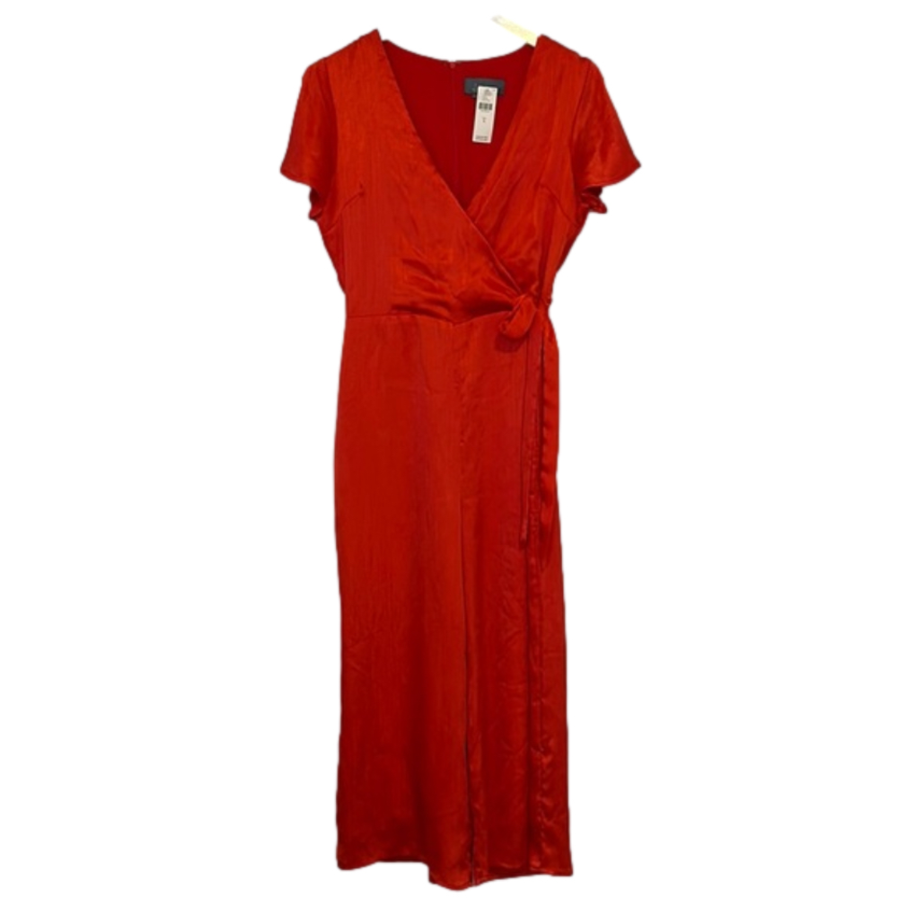 Anthropologie Red Wrap Jumpsuit